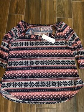 Dear Scarlett Pink and Navy Geometric Scoop-Neck Tunic